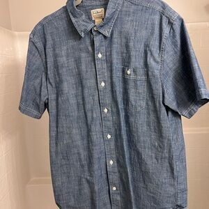 L.L. Bean Men's Denim Blue Button-Down Shirt